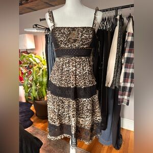 NWT Sue Wong Beaded Leopard Print Mini Dress